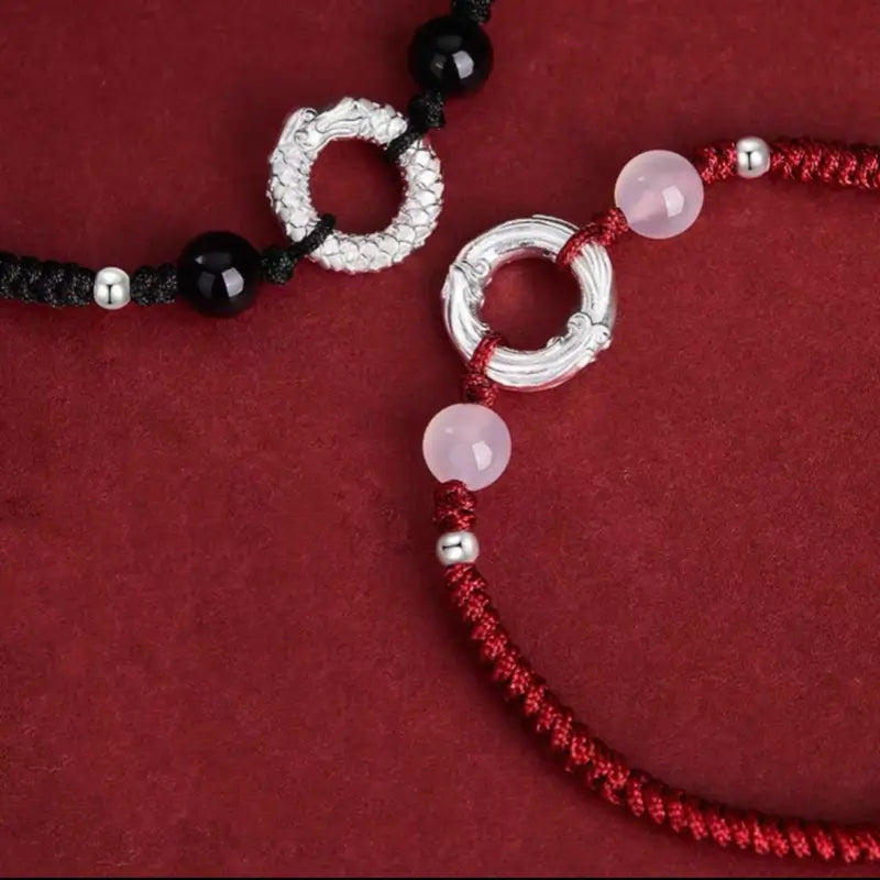 ターンフォーチュン 999 ファインシルバー ピースバックル カップルブレスレット | 回転模様 幸運の干支お守り