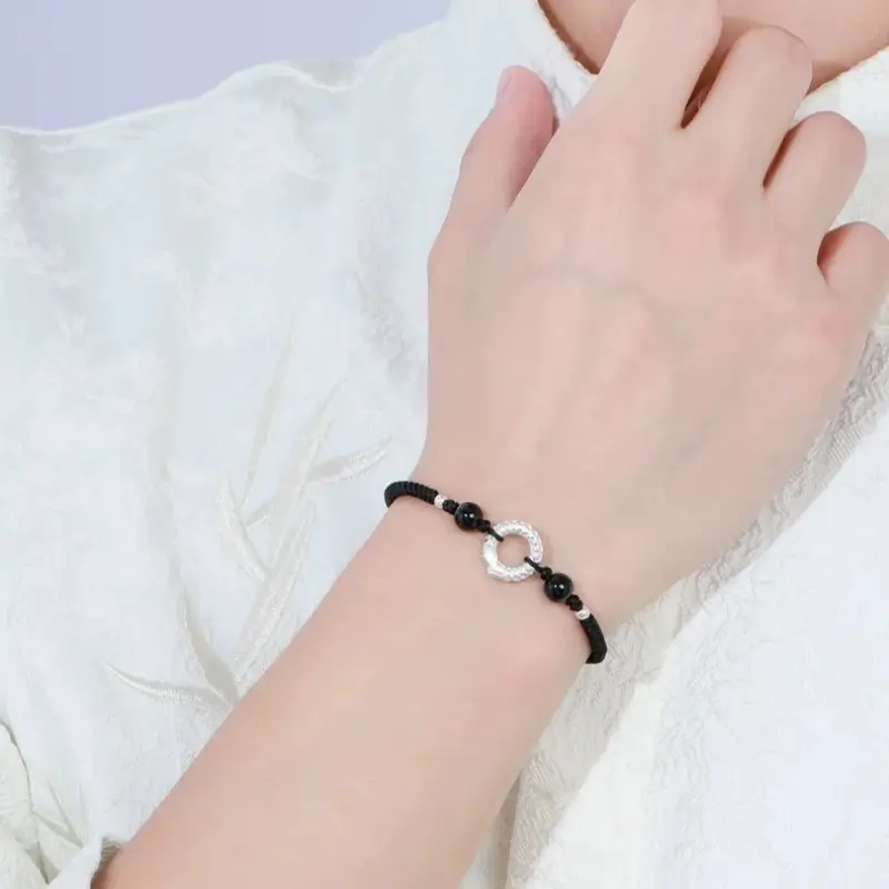 ターンフォーチュン 999 ファインシルバー ピースバックル カップルブレスレット | 回転模様 幸運の干支お守り