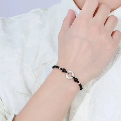 ターンフォーチュン 999 ファインシルバー ピースバックル カップルブレスレット | 回転模様 幸運の干支お守り