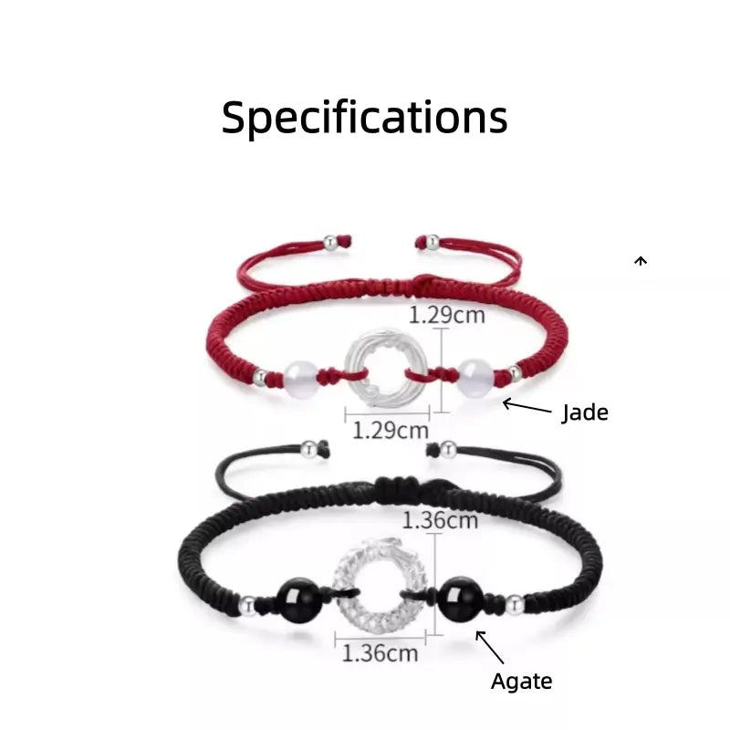 ターンフォーチュン 999 ファインシルバー ピースバックル カップルブレスレット | 回転模様 幸運の干支お守り