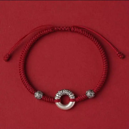 999 純銀製 ピースバックル＆シルバーコインフォーチュンビーズブレスレット | 干支カップルギフト