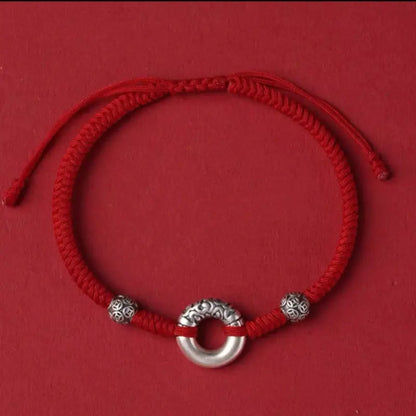 999 純銀製 ピースバックル＆シルバーコインフォーチュンビーズブレスレット | 干支カップルギフト