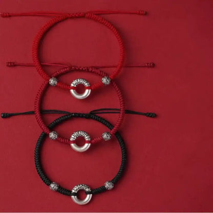 999 純銀製 ピースバックル＆シルバーコインフォーチュンビーズブレスレット | 干支カップルギフト