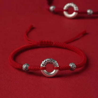 999 純銀製 ピースバックル＆シルバーコインフォーチュンビーズブレスレット | 干支カップルギフト