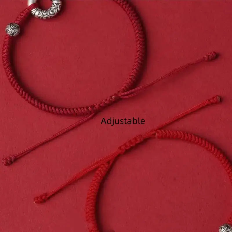 999 純銀製 ピースバックル＆シルバーコインフォーチュンビーズブレスレット | 干支カップルギフト