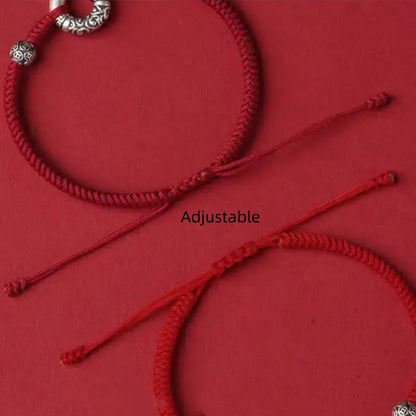 999 純銀製 ピースバックル＆シルバーコインフォーチュンビーズブレスレット | 干支カップルギフト