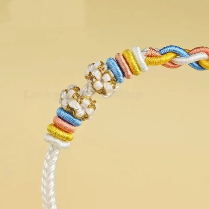 DIY-Friendly Peach Blossom Knot Twist Chain Adjustable Braided Bracelet-LuckyCharms.Shop