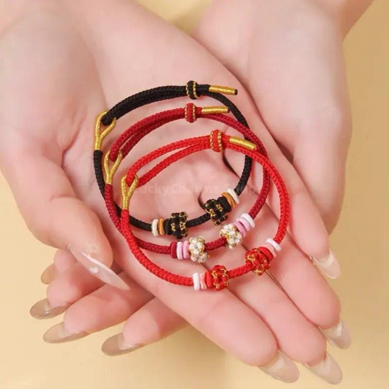 Peach Blossom Knot Solid Color Lucky Braided Bracelet | DIY-friendly Series 3-LuckyCharms.Shop