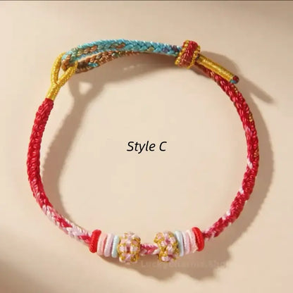 Peach Blossom Knot Gradient Color Love Braided Bracelet | DIY-friendly Series 5-LuckyCharms.Shop