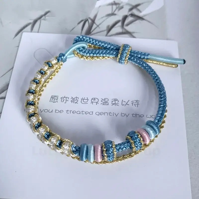 DIY-Friendly Peach Blossom Knot Double-Layer Stackable Braided Bracelet Series2-LuckyCharms.Shop