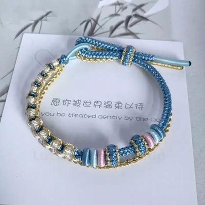 DIY-Friendly Peach Blossom Knot Double-Layer Stackable Braided Bracelet Series2-LuckyCharms.Shop