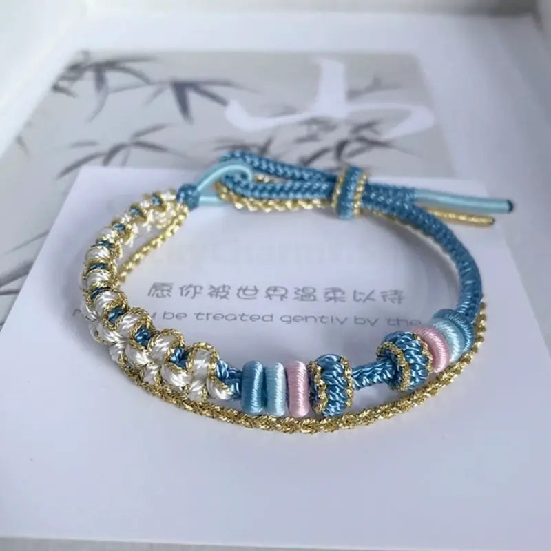 DIY-Friendly Peach Blossom Knot Double-Layer Stackable Braided Bracelet Series2-LuckyCharms.Shop