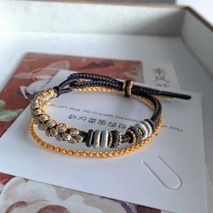 DIY-Friendly Peach Blossom Knot Double-Layer Stackable Braided Bracelet Series2-LuckyCharms.Shop