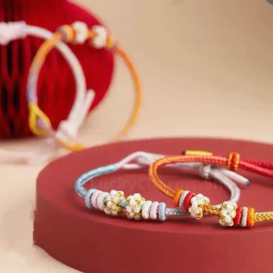 Putuo Blessed Peach Blossom Knot Single-Layer Gradient Color DIY Bracelet (Series 10)-LuckyCharms.Shop