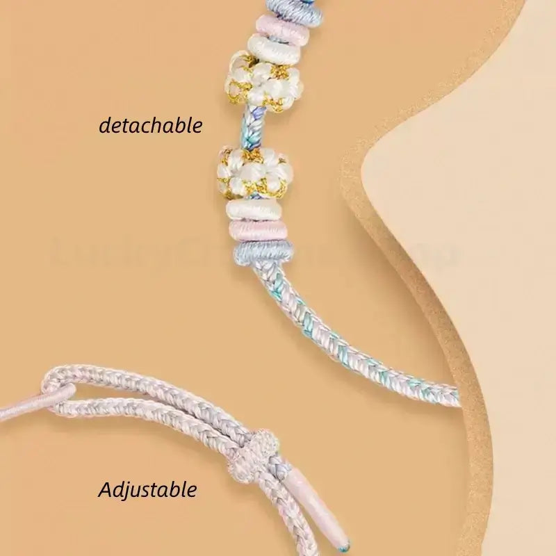 Putuo Blessed Peach Blossom Knot Single-Layer Gradient Color DIY Bracelet (Series 10)-LuckyCharms.Shop