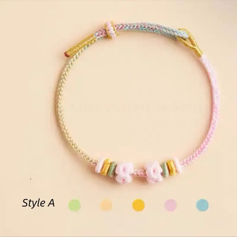 Putuo Blessed Peach Blossom Knot Single-Layer Gradient Color DIY Bracelet (Series 10)-LuckyCharms.Shop