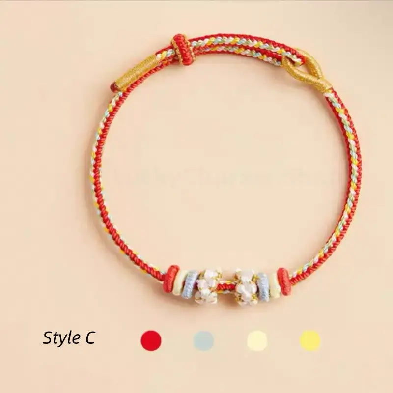Putuo Blessed Peach Blossom Knot Single-Layer Gradient Color DIY Bracelet (Series 10)-LuckyCharms.Shop