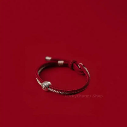 Tibetan Zhakilam Sterling Silver Lucky Bead Braided Bracelet | 925 Silver Adjustable Handmade Bracelet-LuckyCharms.Shop