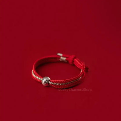 Tibetan Zhakilam Sterling Silver Lucky Bead Braided Bracelet | 925 Silver Adjustable Handmade Bracelet-LuckyCharms.Shop