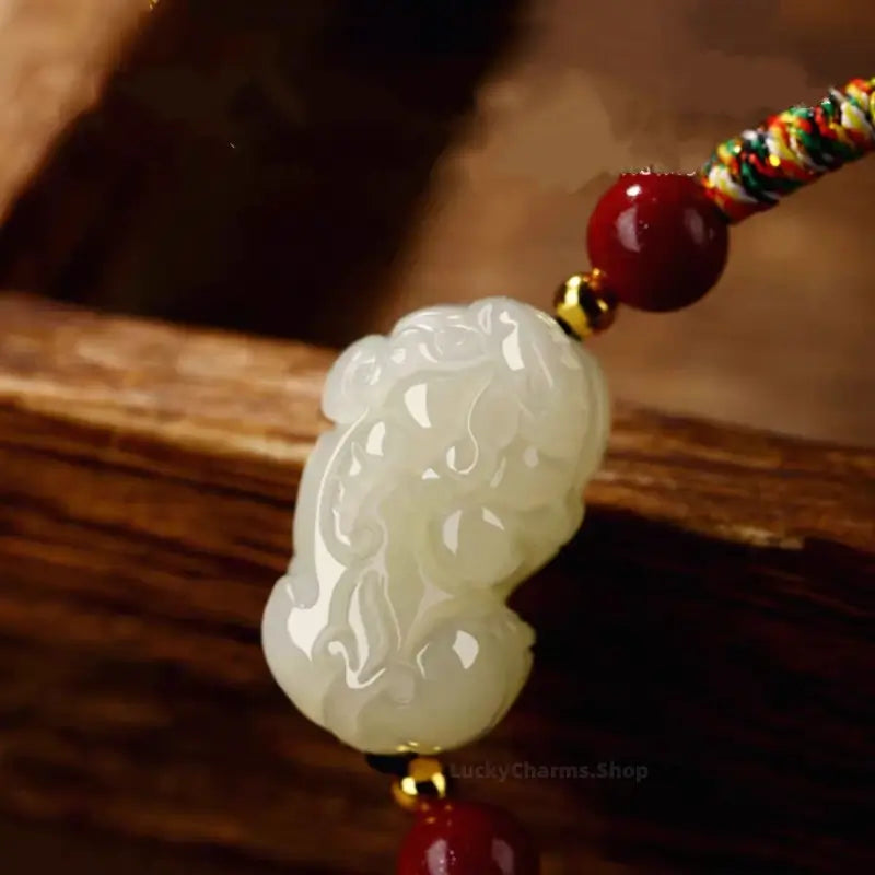 Hetian Jade Pixiu Couple Bracelets | Wealth-Attracting, Cinnabar Lucky Beads, Adjustable Drawstring, Red & Black-LuckyCharms.Shop