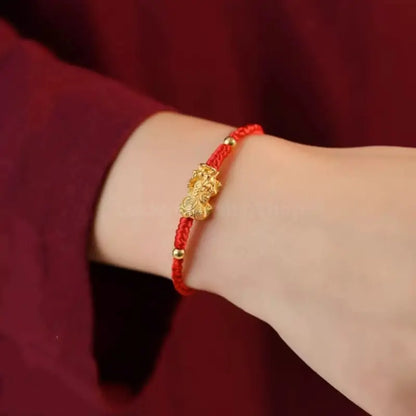 Sterling Silver Gold-Plated Enpowered Pixiu Bracelet | Wealth-Attracting & Luck Bracelet-LuckyCharms.Shop