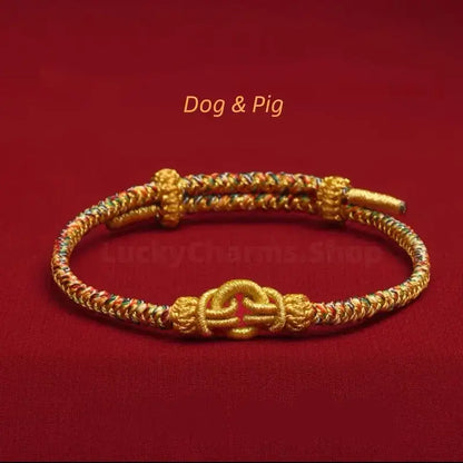 Longhu Mountain Blessing Heaven-Earth Ring Zodiac Guardian Braided Taoist Bracelet Giftable-LuckyCharms.Shop