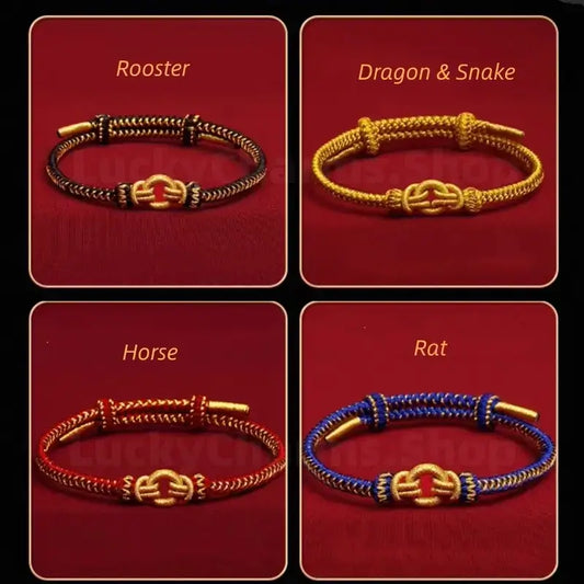 Longhu Mountain Blessing Heaven-Earth Ring Zodiac Guardian Braided Taoist Bracelet Giftable-LuckyCharms.Shop