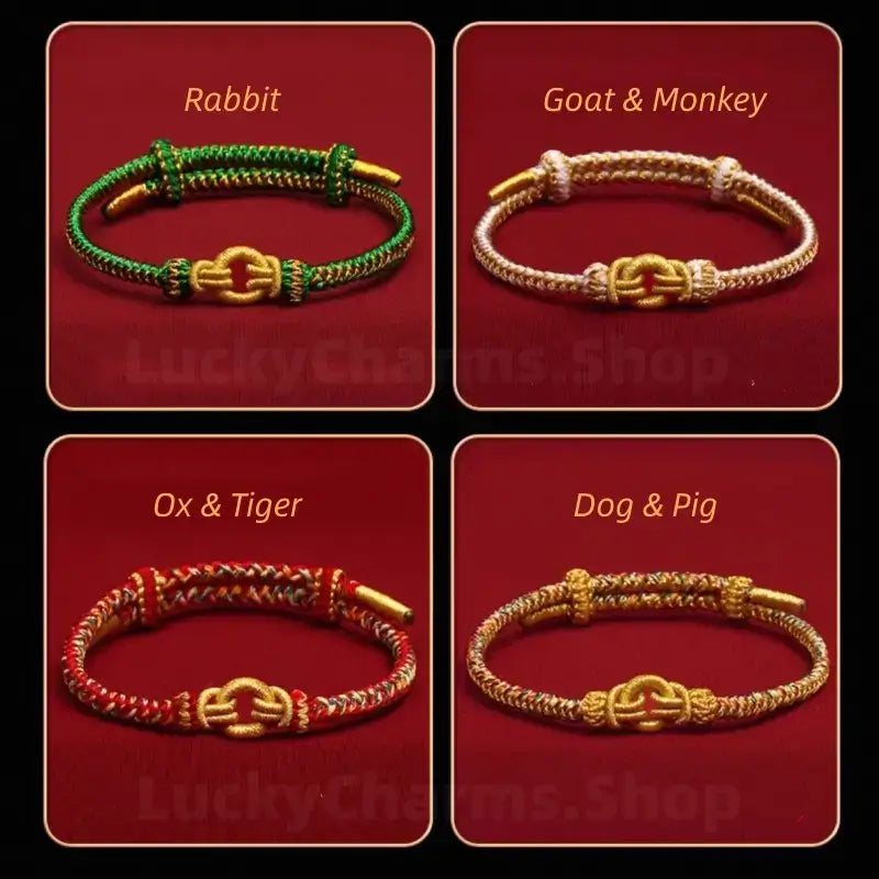 Longhu Mountain Blessing Heaven-Earth Ring Zodiac Guardian Braided Taoist Bracelet Giftable-LuckyCharms.Shop