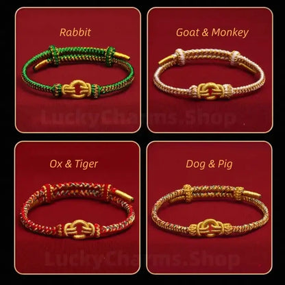 Longhu Mountain Blessing Heaven-Earth Ring Zodiac Guardian Braided Taoist Bracelet Giftable-LuckyCharms.Shop