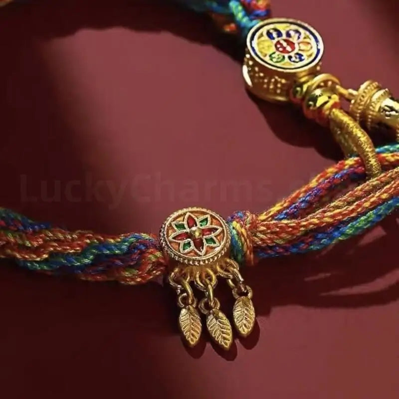 Tibetan Reincarnation Knot Prayer Wheel Blessing Braided Hand Rope Protection-LuckyCharms.Shop