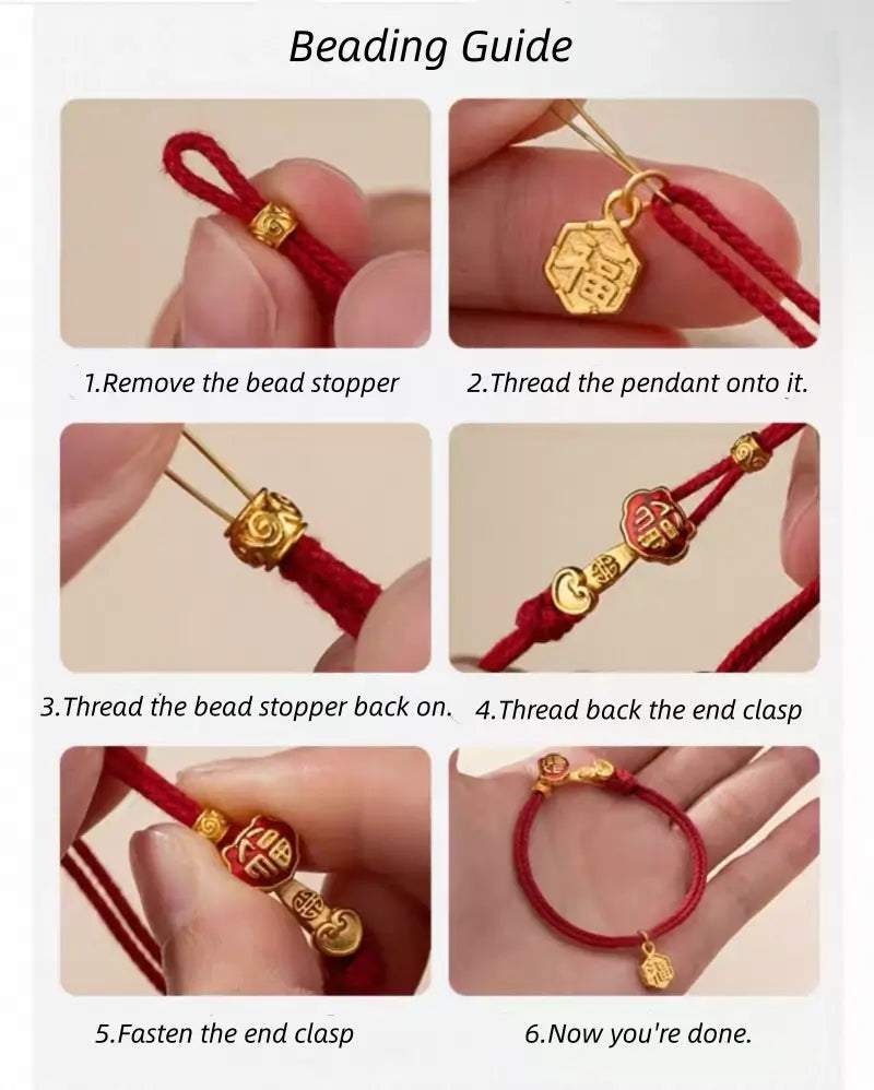 Ruyi Buckle Red String Bracelet | Gold-Plated Lucky Charm Bracelet DIY-LuckyCharms.Shop