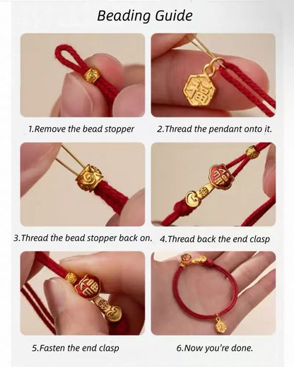 Ruyi Buckle Red String Bracelet | Gold-Plated Lucky Charm Bracelet DIY-LuckyCharms.Shop