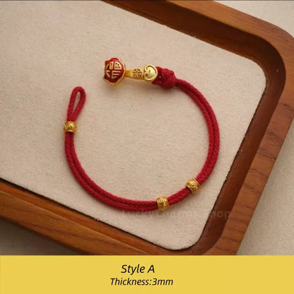 Ruyi Buckle Red String Bracelet | Gold-Plated Lucky Charm Bracelet DIY-LuckyCharms.Shop