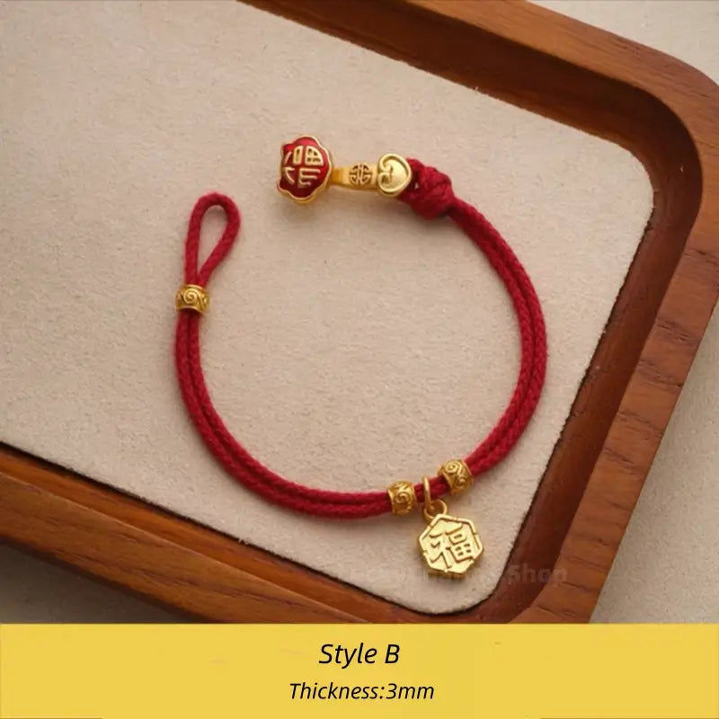 Ruyi Buckle Red String Bracelet | Gold-Plated Lucky Charm Bracelet DIY-LuckyCharms.Shop