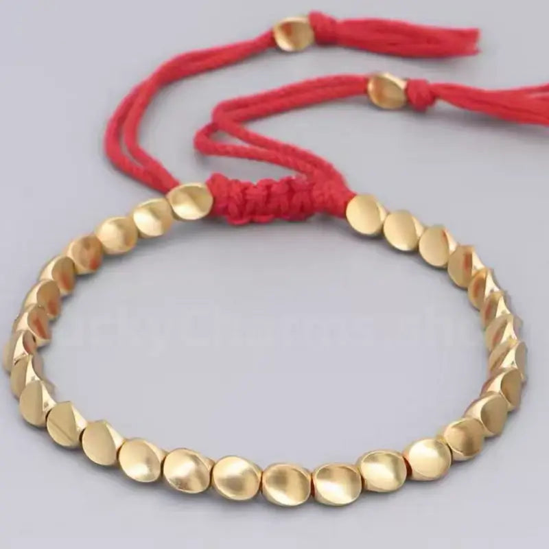 Alien-shaped Copper Bead Tassel Bracelet for Wealth Luck and Success-LuckyCharms.Shop