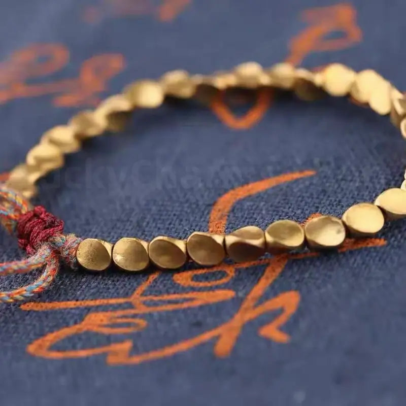 Alien-shaped Copper Bead Tassel Bracelet for Wealth Luck and Success-LuckyCharms.Shop