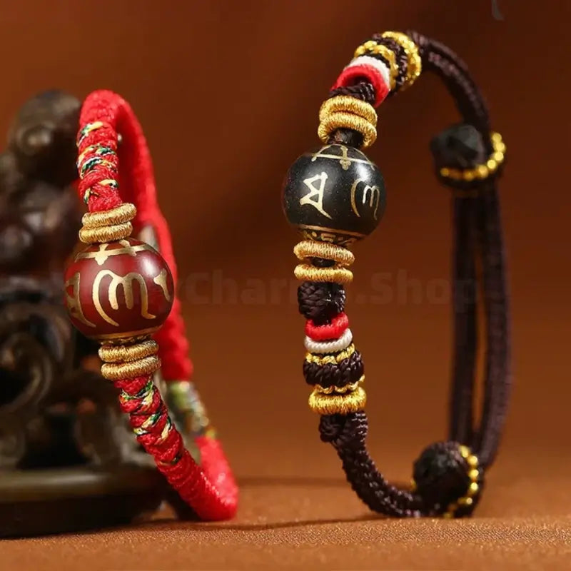 Potala Palace Six-Syllable Mantra Incense Ash Blessing Fortune-Turning Bead Braided Bracelet-LuckyCharms.Shop