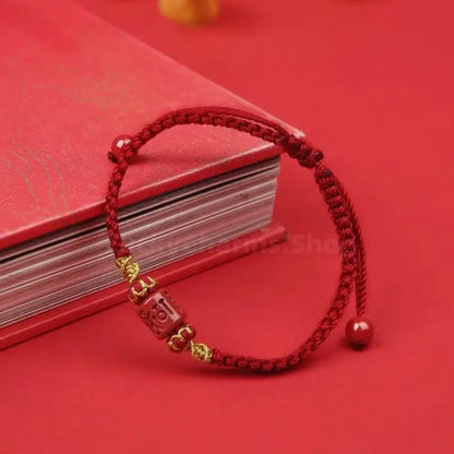 Enpowered Six-Syllable Mantra Cinnabar Fortune-Turning Bead Braided Bracelet-LuckyCharms.Shop