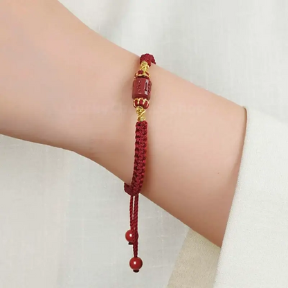 Enpowered Six-Syllable Mantra Cinnabar Fortune-Turning Bead Braided Bracelet-LuckyCharms.Shop