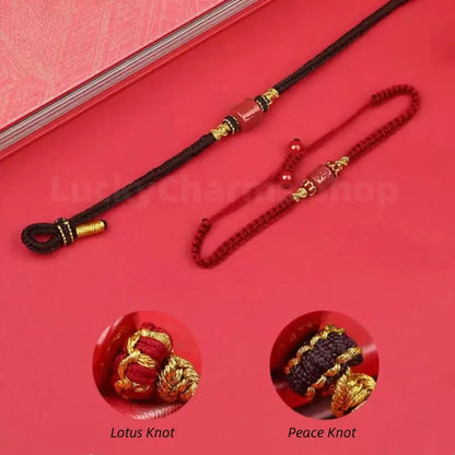 Enpowered Six-Syllable Mantra Cinnabar Fortune-Turning Bead Braided Bracelet-LuckyCharms.Shop