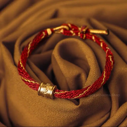 Tibetan 24K Gold-Plated Six-Syllable Mantra Fortune-Turning Bead Couple Bracelets-LuckyCharms.Shop