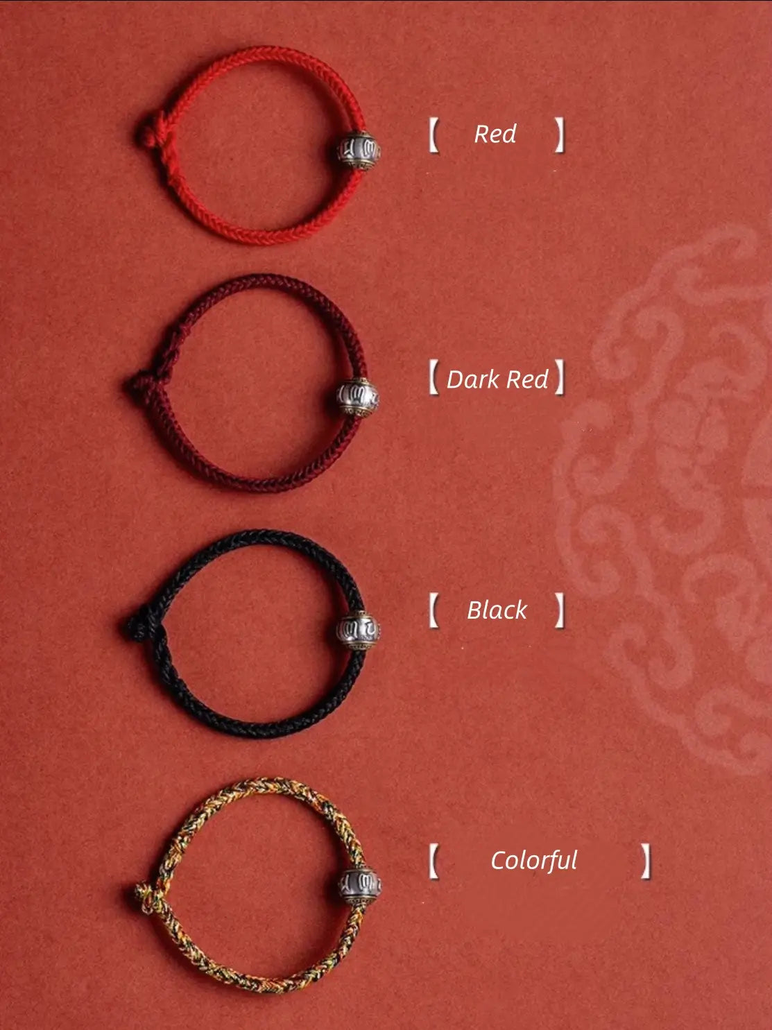 Mount Putuo Blessing 925 Silver Six-Word Mantra Fortune-Turning Bead Braided Bracelet-LuckyCharms.Shop