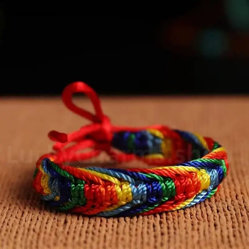 Tibetan Style Colorful Rope Braided Bracelet for Protection Success Luck Health-LuckyCharms.Shop