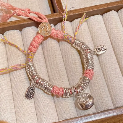 Tibetan-Style Silver-Plated Coiled Wealth-Attracting Pendant Bracelet Auspicious Gift-LuckyCharms.Shop