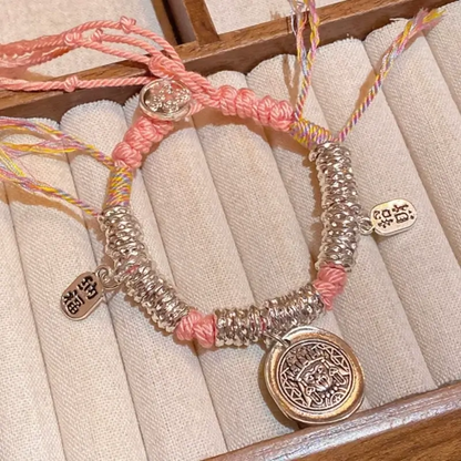 Tibetan-Style Silver-Plated Coiled Wealth-Attracting Pendant Bracelet Auspicious Gift-LuckyCharms.Shop