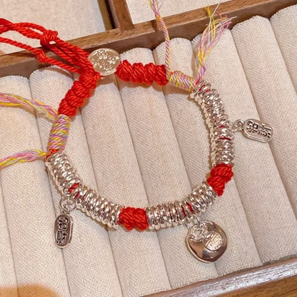 Tibetan-Style Silver-Plated Coiled Wealth-Attracting Pendant Bracelet Auspicious Gift-LuckyCharms.Shop
