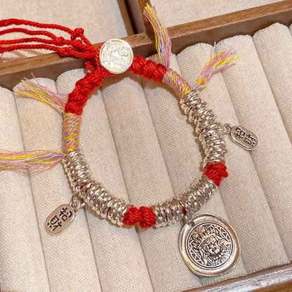 Tibetan-Style Silver-Plated Coiled Wealth-Attracting Pendant Bracelet Auspicious Gift-LuckyCharms.Shop