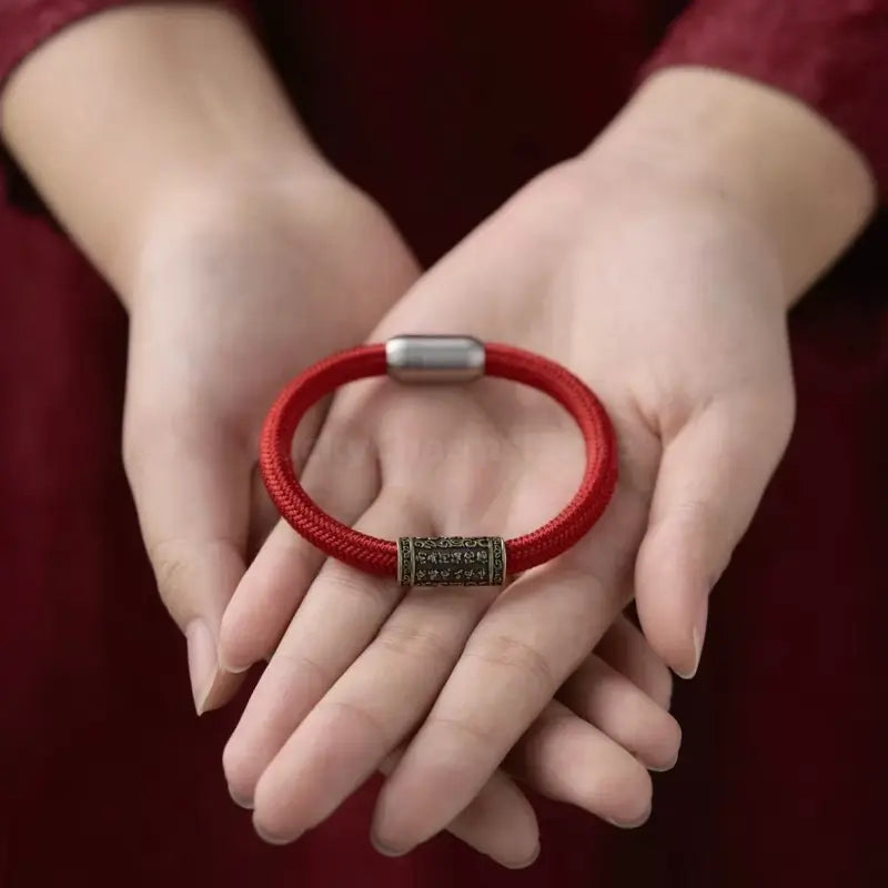 Nine-Vehicle Kasyapa Six-Word Mantra Good Luck Magnetic Clasp Braided Bracelet-LuckyCharms.Shop