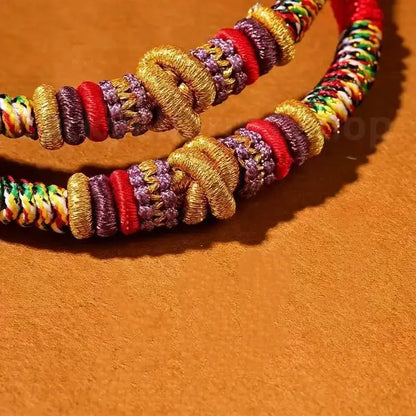 Nine-Eyed Vajra Knot · Tibetan-Style Protection Braided Bracelet-LuckyCharms.Shop